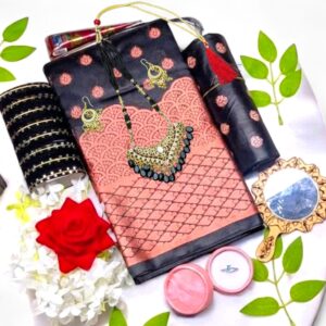 Black Katan saree Gift package.